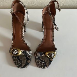Coach Block Snakeskin Sandal Heel sz 8.5